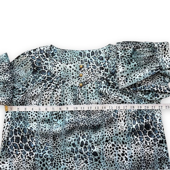 Simonton Says Animal Print Semi Sheer Blouse sz M - Picture 8 of 14